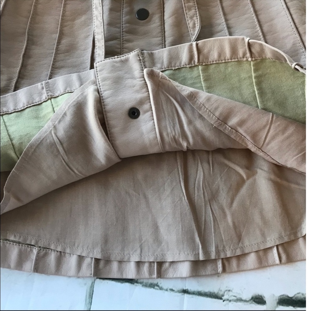 NWT Free People Vegan Faux Leather Mini Skirt Pink Tan Size 0 - Picture 6 of 12
